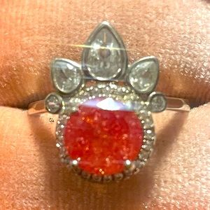 All Around Boutique AAB 925 Red Ice Crystal Paw Sz8 NWOT